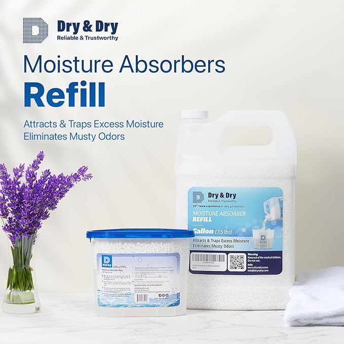 Dry & Dry Moisture Absorbers Refill Beads (4 LBS) - Dehumidifiers for Home Dehumidifier for Basement Dehumidifiers for Bedroom Small Dehumidifiers Dehumidifiers Moisture Absorbers