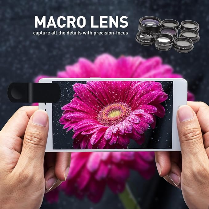 Housoutil 10-in-1 Smartphone Camera Lens Kit, Wide Angle Macro Fisheye Zoom Lens Set for Mobile Phones, High-Definition Photo Video Accessories, Compatible with Most Cell Phones