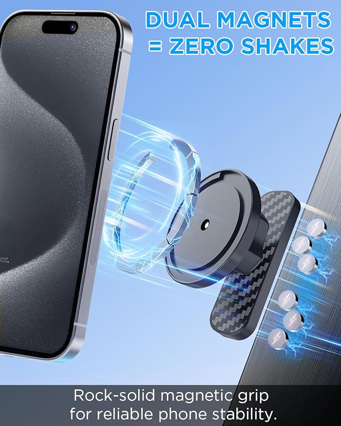 IPOW Magnetic Phone Holder for Gym with Dual Magnetic Mount, Alloy Base & 360° Ball Joint, Compatible with MagSafe iPhone 12-16 Series, Strong Grip on Metal Surfaces