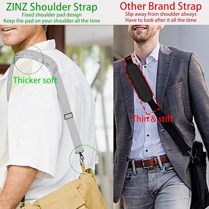 ZINZ Shoulder Strap 58" Ultra-Thick Fixed Padded and Adjustable Buckles Crossbody Strap for Briefcase Laptop Bag Luggage
