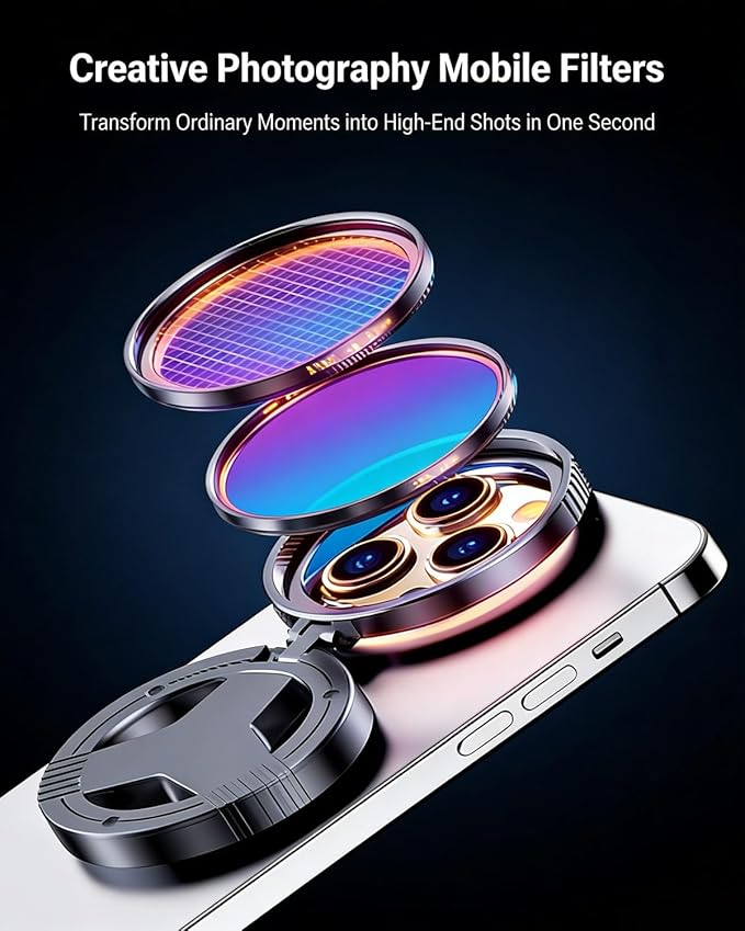 Anti-Glare Magnetic Phone Filter – Reduces Unwanted Reflections Cpl Polarizing Camera 52mm Rotatable Foldable Lens Mobile Compatible Quick Mount Portable Circular Enhances Colors Attachment(3pcs)