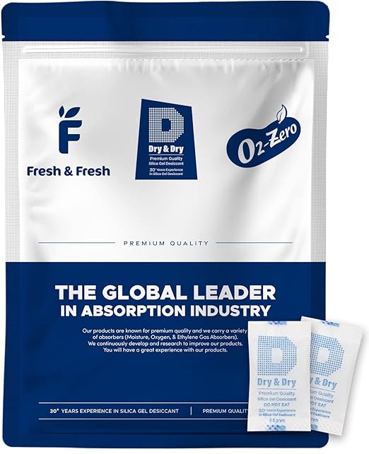 Dry & Dry 0.5(Half) Gram [1000 Packets] Silica Gel Packets Desiccants Silica Gel Packs - Food Safe Silica Packets Silica Gel Desiccant Packs for Storage