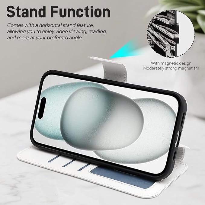 Skeleton Ribcage Bone Flip Leather Phone Case Compatible with iPhone 15/15 Plus/15 Pro/15 Pro Max
