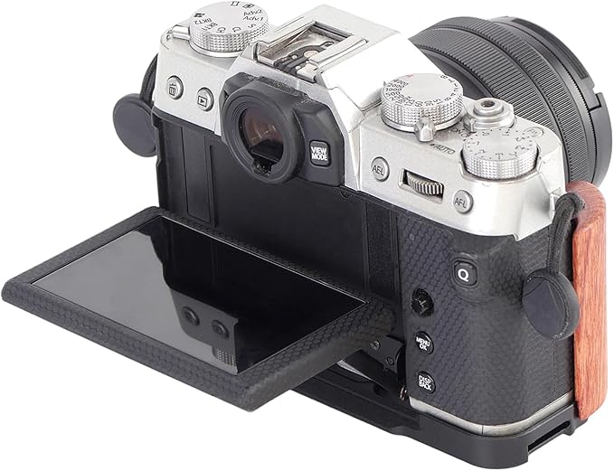 Camera Quick Release Plate Wooden Handle L-Bracket with Cold Shoe Adapter for Compact Digital Camera Tripod Tripod Mounting