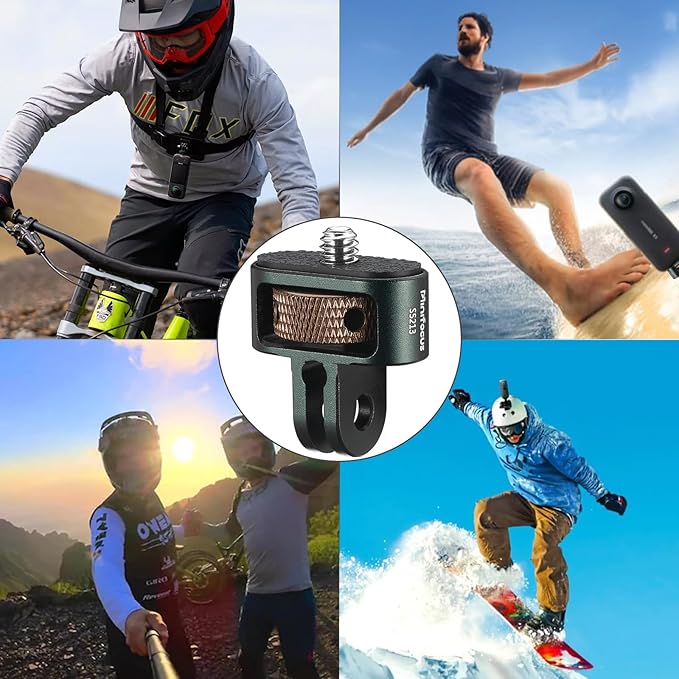 MINIFOCUS 1/4" Adapter Screw Head Camera Mount, Camera Tripod Mount for Gopro Adapter, CNC Aluminum Conversion Adapter for GoPro Hero, DJI, Insta360, Sjcam Action Cameras Accessories