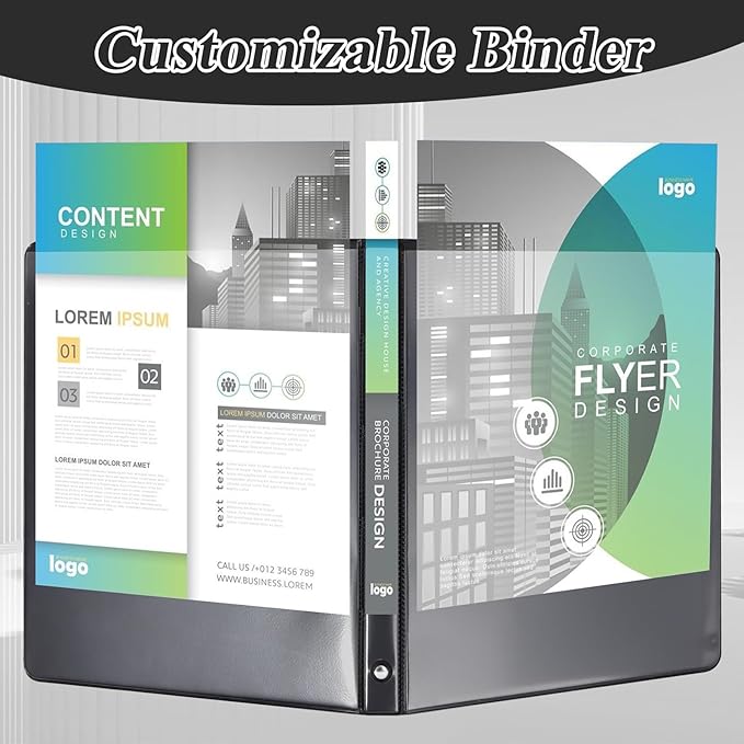 CIXILDTS 1.5-inch Round Ring Binder, 1-1/2" 3 Ring Binder Fit Letter Size Paper, Presentation View Binders, Black, 6-Pack