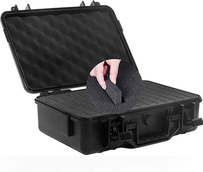 MOOCY 12" Hard Case with Pick Pluck Foam Insert, 13.3 x 10.5 x 4.3 Inch - Watertight Airtight Case for Pistol, Recorder, Camera, Microphone, GoPro