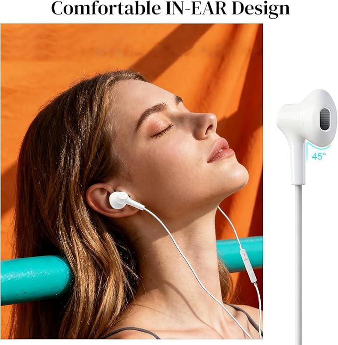 USB C Headphone for Samsung S25 S24 S23 Ultra FE Wired Earbuds in-Ear Type C Earphone with Microphone Volume Control Stereo Noise Canceling for iPhone 17 16 15 Pro Max Pixel 10