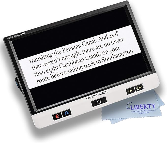 Eschenbach Visolux Digital XL FHD - Advanced Portable Color Video Magnifier (XL 12" TFT LCD Touch Screen with Anti-Glare Coating, FHD Camera, and Built-in Stand) - Includes Liberty Cleaning Cloth