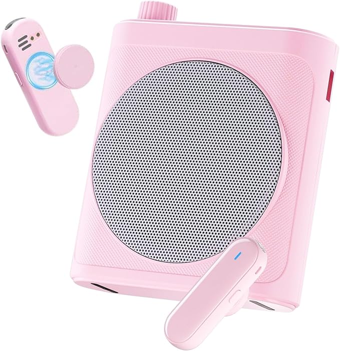 Tearstone Voice Amplifier for Teachers with Wireless Magnetic Lavalier Microphone, Bluetooth Portable Rechargeable Speaker, 2 Mics for Classroom, Meetings, Speeches, Outdoor (Pink)