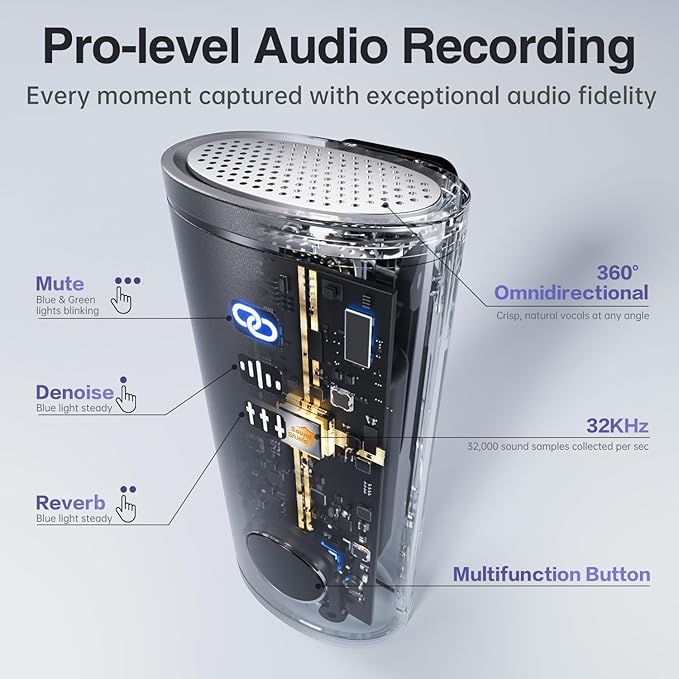 Wireless Lavalier Microphone for Phone/Pad (Lightning Port Only), HiFi Recording, Precise Noise Reduction, 40Hrs Battery, Magnetic Clip Phone Microphone for Video Recording Vlogging