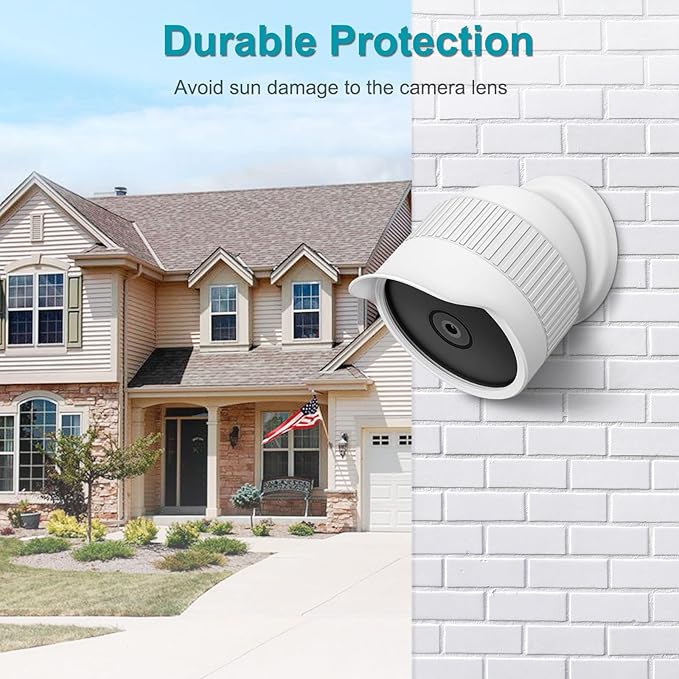 Fintie Silicone Skins Cover Compatible with Nest Cam Outdoor Or Indoor (Battery) 2021, Weather Protective Camouflaged Case for Nest Cam Battery Camera, White