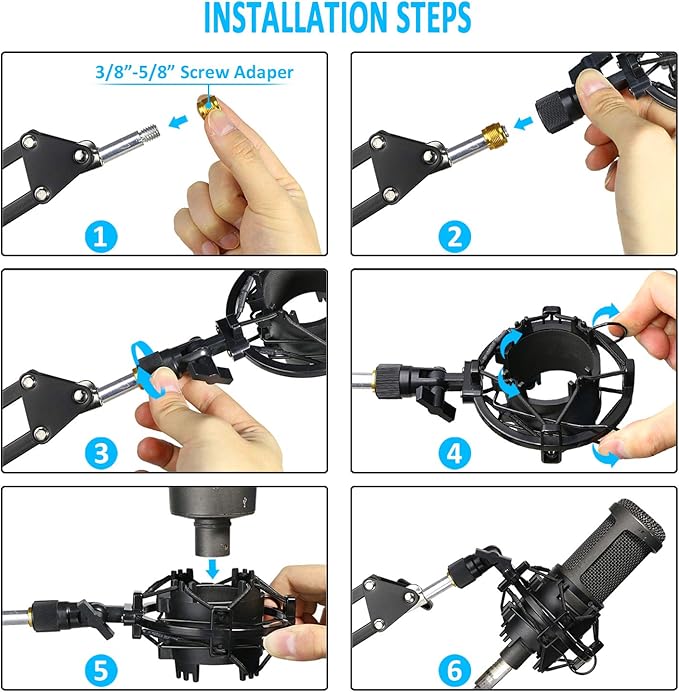 SUNMON AT2020 Shock Mount, Shock Mount Stand Reduces Vibration Noise for Audio Technica AT2020 AT2035 AT4040 AT2020USB ATR2500x Condenser Micphone