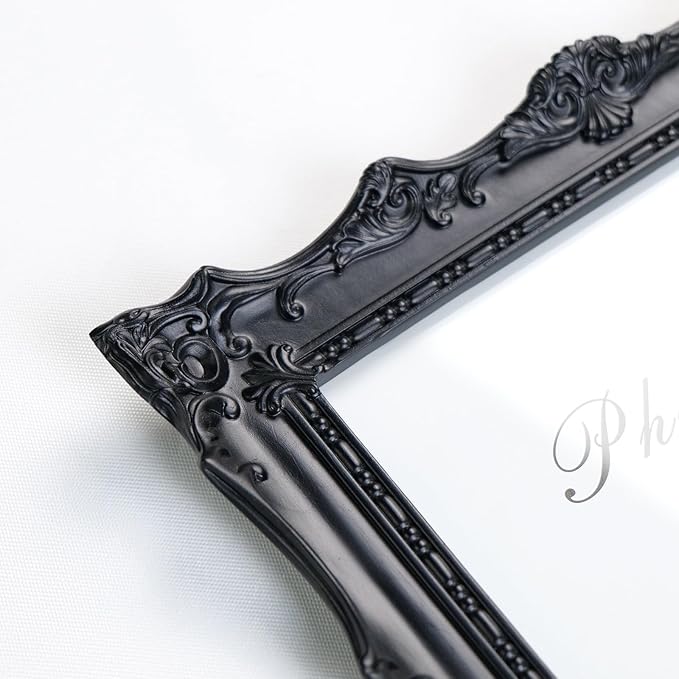 Cuspin 5x7 Picture Frame Black, Gothic Frames Handcrafted Resin Photo Frame with Exquisite Carved Details & Glass Front, Vintage Antique Design for Wall Hanging or Tabletop Display, Home Decor