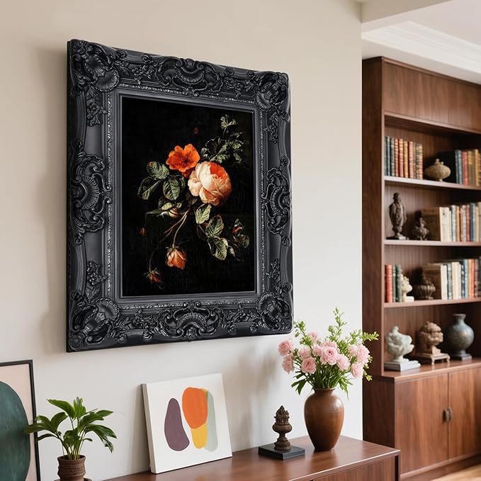 16x20 Black Frame,Gothic Ornate Large Picture Frame for Vintage Wall Hanging,Home Decor,Photo Display,Art