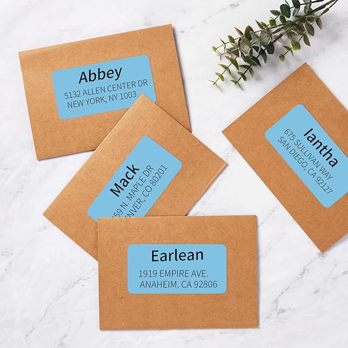2" x 4" Colored Address Labels, 200 Bright Lake Blue Label Stickers- Laser/Ink Jet Printer Mailing Labels, 8.5"x11" 20 per Sheet