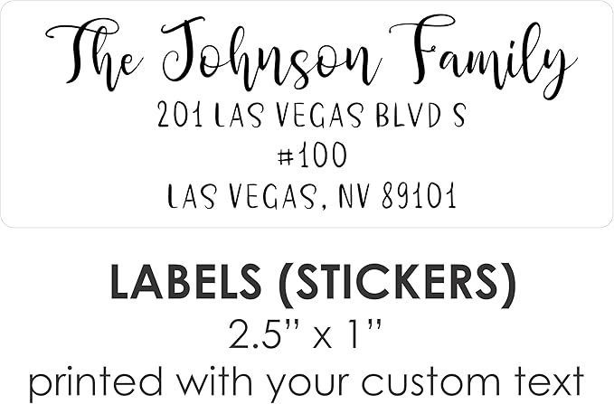Personalized Return Address Labels - White Custom Printed Name and Home Address Stickers for Wedding, Personal and Business (250, Joyful Script)