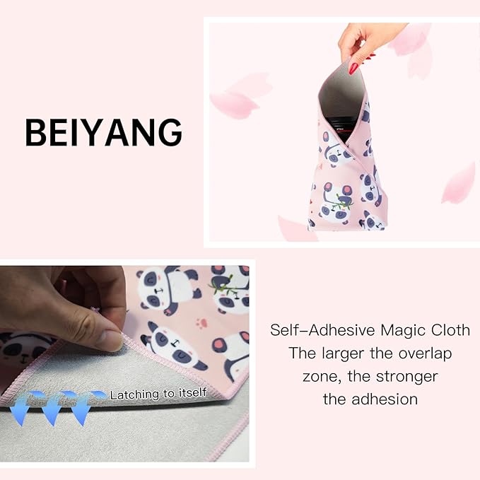 17.7X17.7 Inch Camera Protective Wrap, Lens Protector Wrapper, Pink Panda Pattern Magic Self-Adhesive Cloth for Camera/Lens/Phone/DSLR/Laptop/Accessories, Anti Scratch Equipment Wrap Storage Pouch