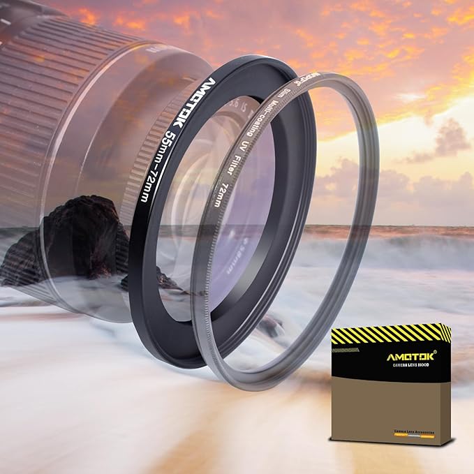 55mm Lens to 72mm Camera Lens Adapter,55mm to 72mm Filter Step-up Ring Adapter Ring,Compatible All 72mm Filter Accessory