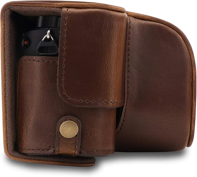 MegaGear MG1652 Ever Ready Leather Camera Case Compatible with Sony Alpha A6100, A6400 (16-50mm) - Brown