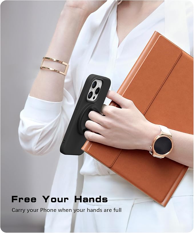 GONEZ Magnetic Phone Grip Compatible with MagSafe, Removable Silicone Loop Grip, Phone Ring Holder for Back of Phone for iPhone 17/16/15/14/13/12 Series, Black