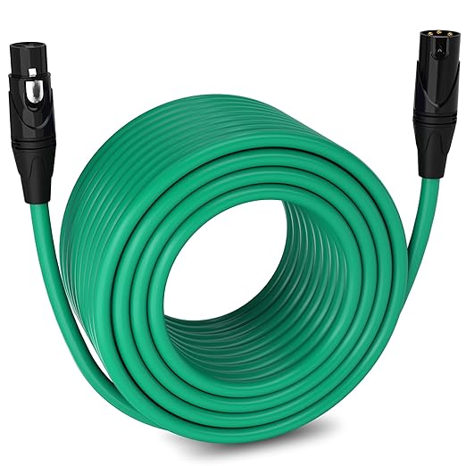 LyxPro 150 Feet XLR Microphone Cable Balanced Male to Female 3 Pin Mic Cord for Powered Speakers Audio Interface Professional Pro Audio Performance and Recording Devices - Green