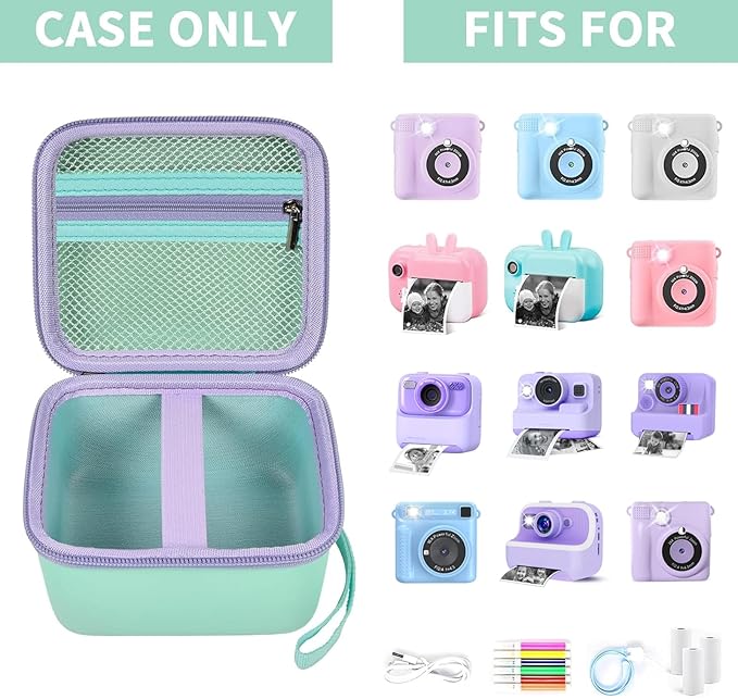 PAIYULE Kids Instant Print Camera Case Compatible with ESOXOFFORE for Dylanto for DUDUDRAGON for GKTZ for Dafotil for Careenoah for Aasonida Toddler Digital Prints Paper Storage Bag (Box Only) Green