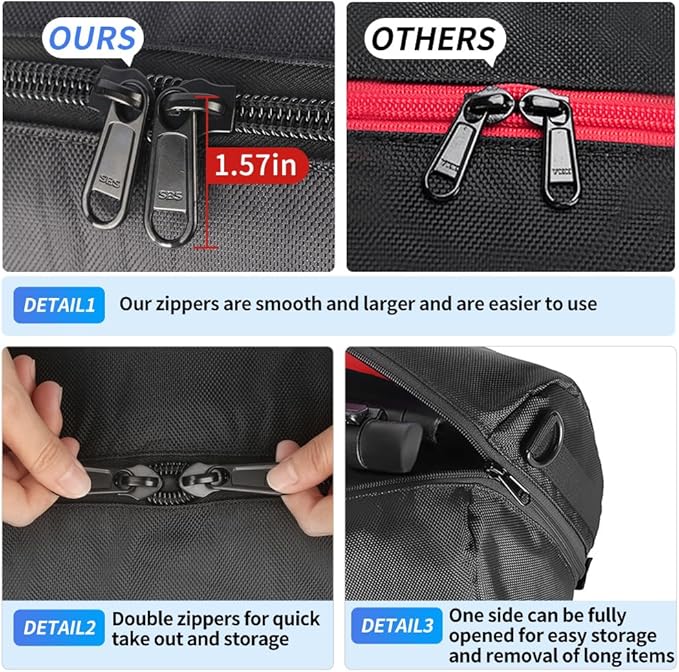 HEMMOTOP Tripod Carrying Case, 39x8.3in All Sides Thick Padded Tripod Bag with Shoulder Strap and Handle, Heavy Duty Light Stand Bag with Two Zippered Pockets for Pool Cue, Speaker Stand -R10021