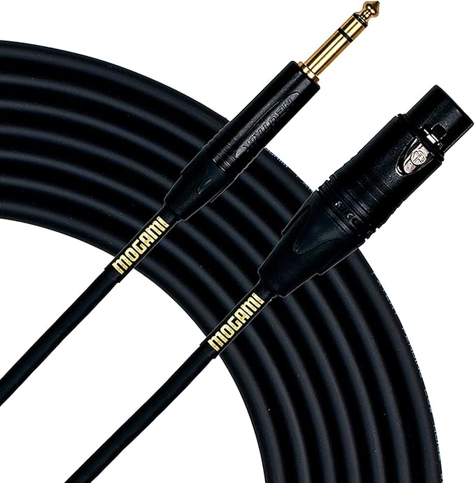 Mogami GOLD TRS-XLRF-10 Balanced Audio Adapter Cable, XLR-Female to 1/4" TRS Male Plug, Gold Contacts, Straight Connectors, 10 Foot