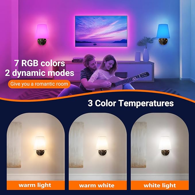 Peel and Stick Wall Sconces, No Drilling Stick On Wall Sconce, Wireless Battery Operated Wall Lights, Adhesive Wall Lamp with 10000mAh Battery Bulb for Bedroom Living Room Decor