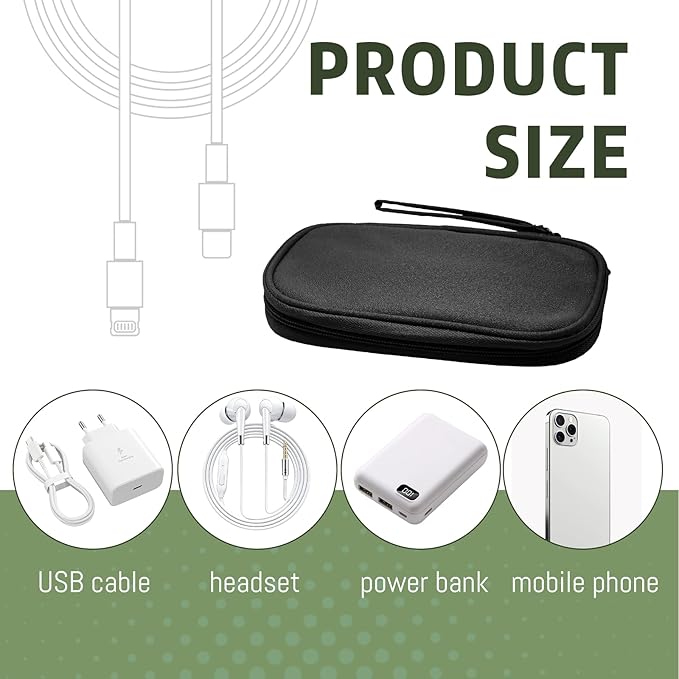 OBHEI Electronic Organizer Double Layer, Water Resistant Cable Organizer Bag for Travel Essentials, Cord, Charger, Phone, Earphone, Large Size,Accessories Travel Essentials (Black, Single-Layer)