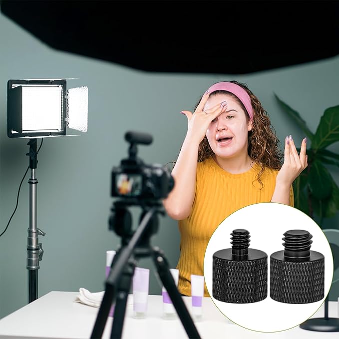 4pcs Mic Stand Adapter, 1/4 Male to 3/8 Female and 3/8 Male to 1/4 Female Tripod Screw Adapter Camera Screw Adapter for Microphone Stand Tripod Camera Mount
