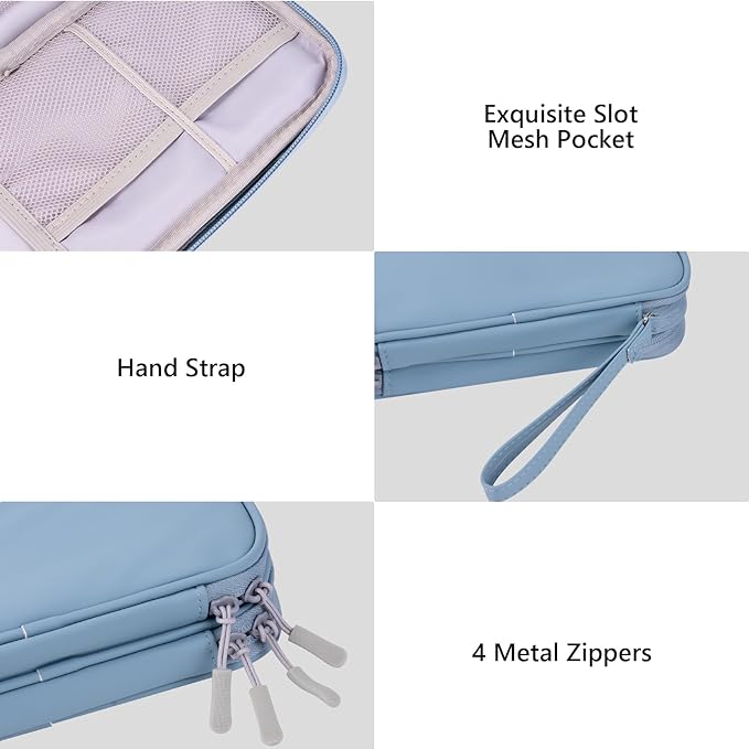 DDgro Electronics Travel Organizer, Tech Accessories Pouch Bag for Cables/Charger & Cords (Haze Blue, PU-M)