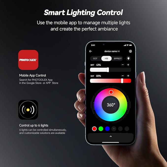 PHOTOOLEX RGB Video Light, Magnetic Small LED Panel Selfie Light w Cold Shoe Mount & Clip & Mini Tripod, 360° Full Color/CRI 96+/21 Scenes/2500-9900K/2000mAh, Portable Recording Photography Lighting