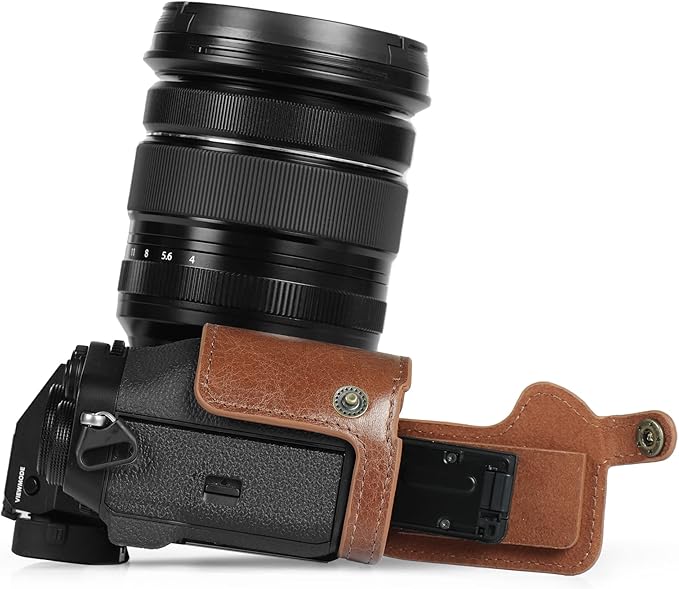 MegaGear Ever Ready Genuine Leather Camera Case Compatible with Fujifilm X-T5 (16-80mm)(Brown)