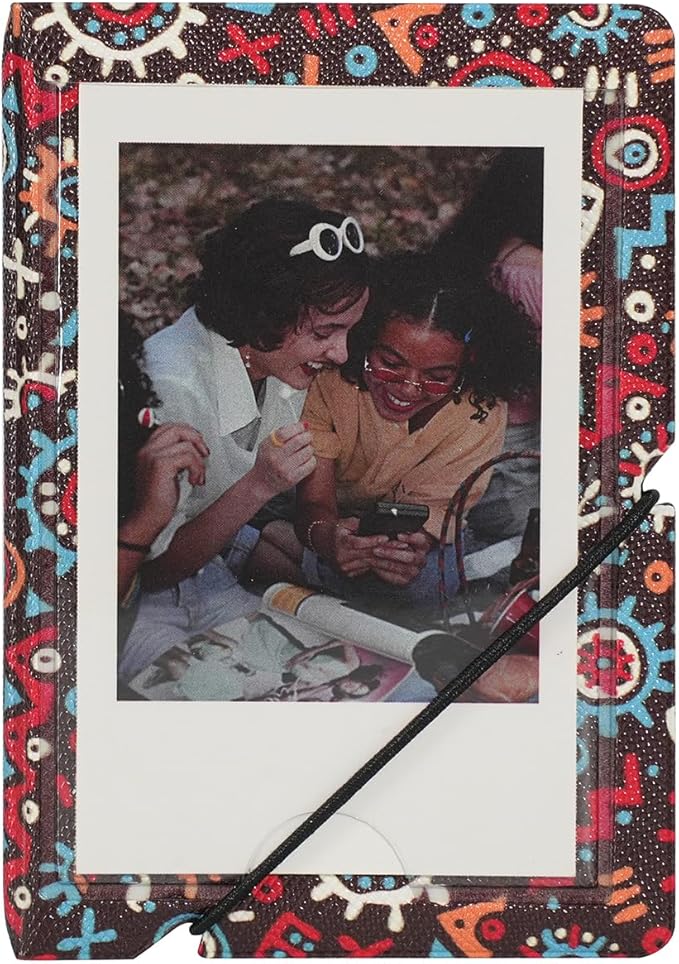 Mini 2x3 Small Polaroid Photo Album Book For 3 Inch Fujifilm Instax Mini 12 11 9 99 8 7+ 40 EVO Camera Film, HP Sprocket, K-pop Photocards. (Simple Ethnic, 1 Pack)