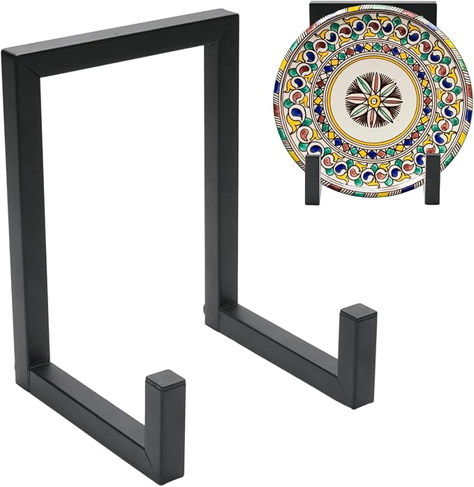 2 Pack 8 Inch Black Metal Plate Stands for Display Plate Holders for Displaying, Multi-Function Stand for Plates, Photos, Books, Artwork, Awards, Memorabilia