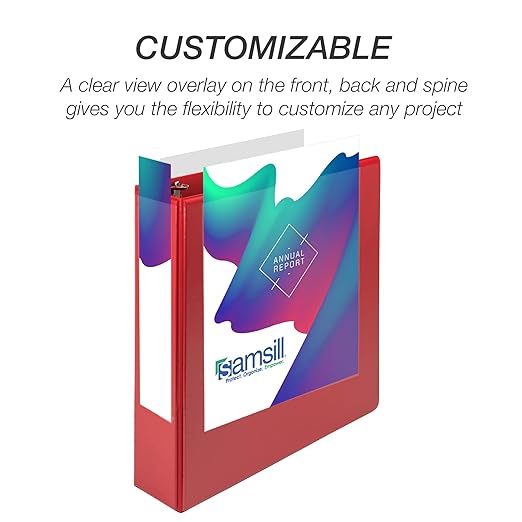 Samsill Durable 3 inch 3 Ring Binder, Made in USA, D Ring Binder, FSC 100% Recycled Chipboard, Red