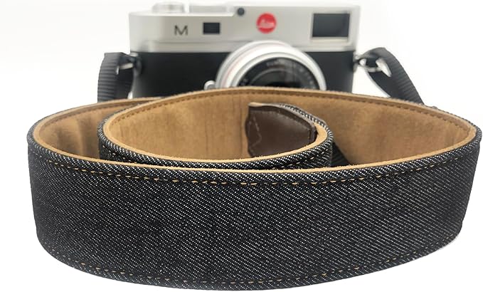 Black Camera Strap, 1.5" Wide Soft Pure Cotton Woven Camera Strap, Adjustable Vintage Neck & Shoulder Strap for All DSLR