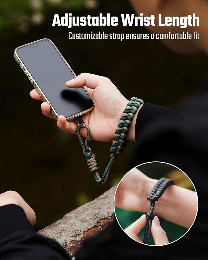KeyUnity KC03 Camera Wrist Strap Adjustable Paracord with Carabiner, Braided Lanyard for Key, Cell Phone, Camera, and Wallet