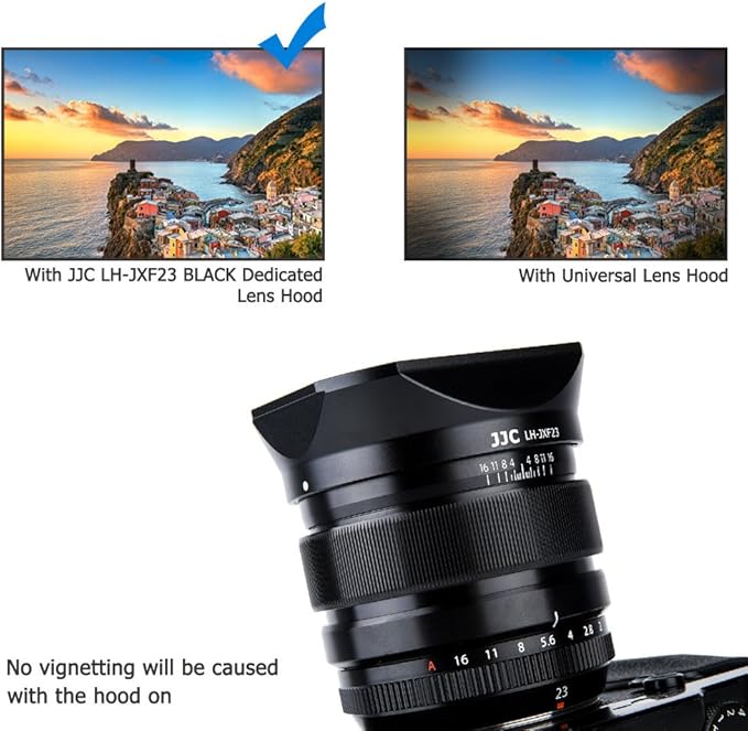JJC Bayonet Dedicated Metal Lens Hood for Fuji Fujifilm Fujinon Lens XF 23mm F1.4 R,XF 56mm F1.2 R,Replaces Fuji LH-XF23 Lens Hood (Standard Version with a Hood Cap)