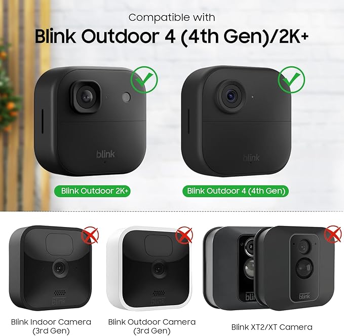 CaseBot Silicone Case for Blink Outdoor 4 (4th Gen) /2K+ - [3-Pack] Weatherproof Skin Cover with Hat Brim Accessories for Blink Outdoor 2K+ Smart Security Camera, Black