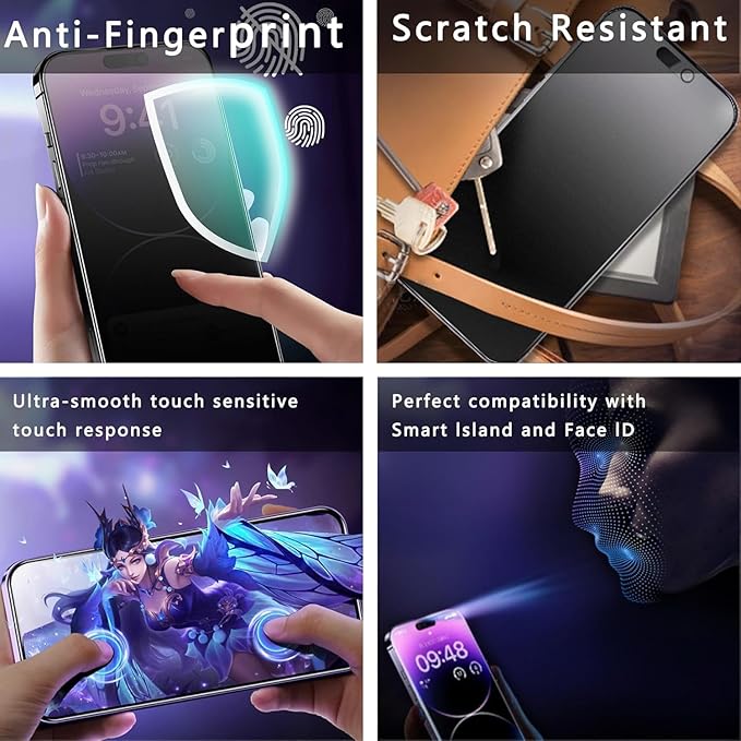 CHRYSHA Matte Privacy Screen Protector for iPhone 17 Pro 6.3-Inch, Auto Dust Removal, 9H Anti-Spy Tempered Glass Film, Full Cover, Anti-Fingerprint, Easy Installation, 2 Pack