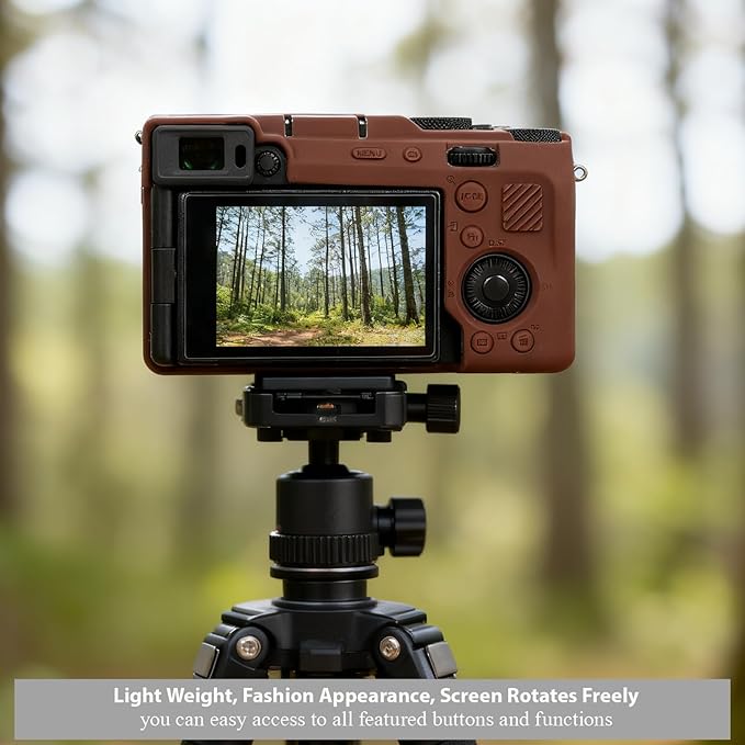 Frevyve Case for Sony A7CII/A7CR Camera Accessories, Soft Silicone Protective Case Skin with Screen Protector, Perfect Fit Sleeve, Lightweight, Anti-Scratch for Sony Alpha 7C II/7CR Cover (Brown)
