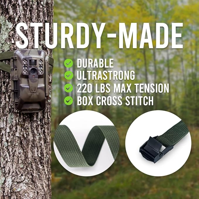 Trail Cam Straps, Upperosey Game Camera Strap with Long-Lasting Alloy Buckle, Wildlife Trial Camera Accessories w/Durable Nylon Fiber, Deer Camera Tree Belts, 25mm Width * 6 ft. Long (4 Packs)