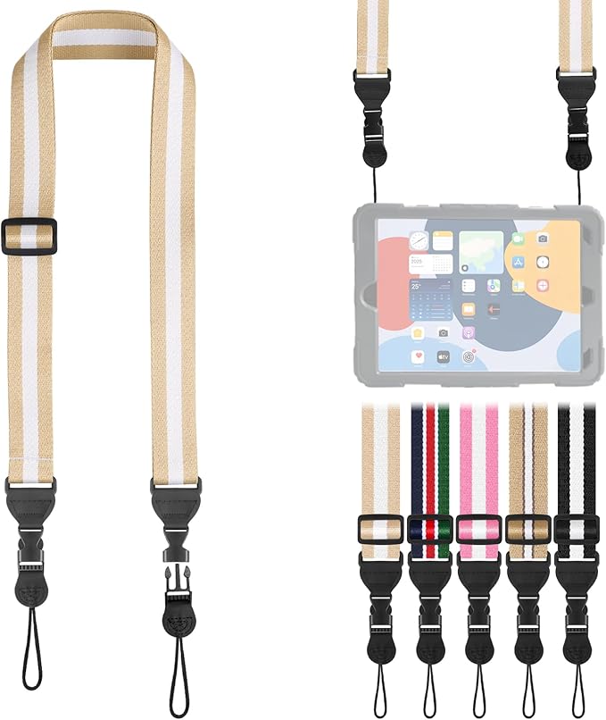 Adjustable Shoulder Strap, Comfortable for Camera Neck Lanyard iPad Strap iPad Strap for iPad, Camera, Binocular, Crossbody, Tablet, Laptop, Binocular, Luggage Bag(Beige & White A22)