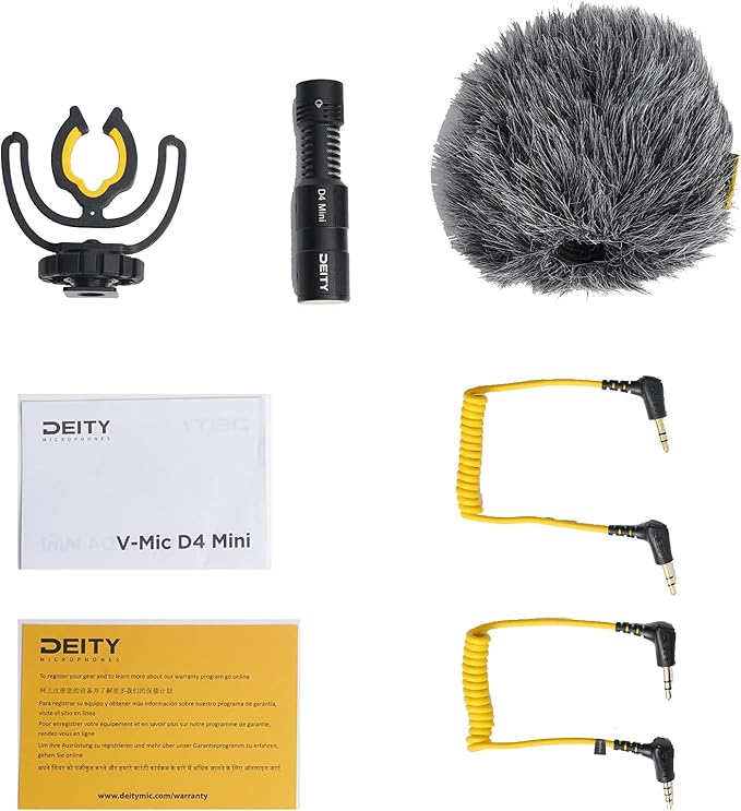 Deity V-Mic D4 Mini Video Microphone 20mph Wind Rating,Runs of 1-5V from Cameras,Phones,and Audio Recorders