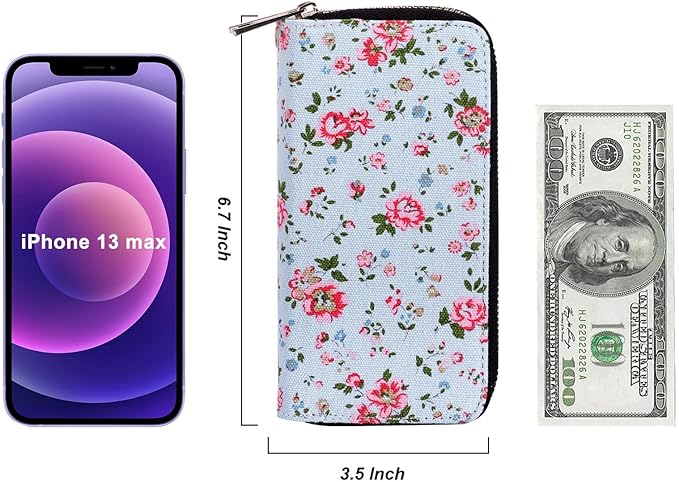 Cellphone Wallet for Women Dual Zipper Long Purse with Removable Wristlet