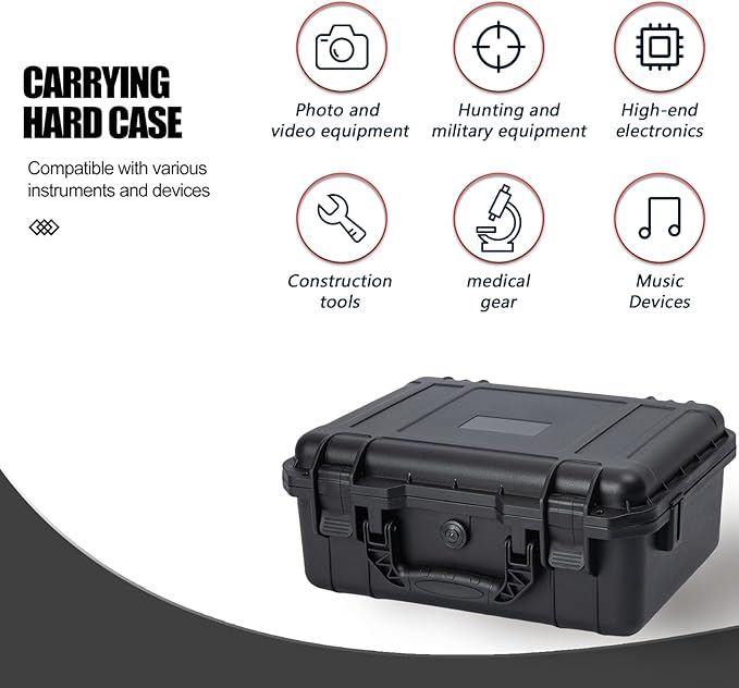 Moubruk Hard case Waterproof Hard Case with DIY Customizable Foam Insert Portable Protective for Camera Drones Equipments Tools Test Instruments 16.9''x13.7''x7.1''