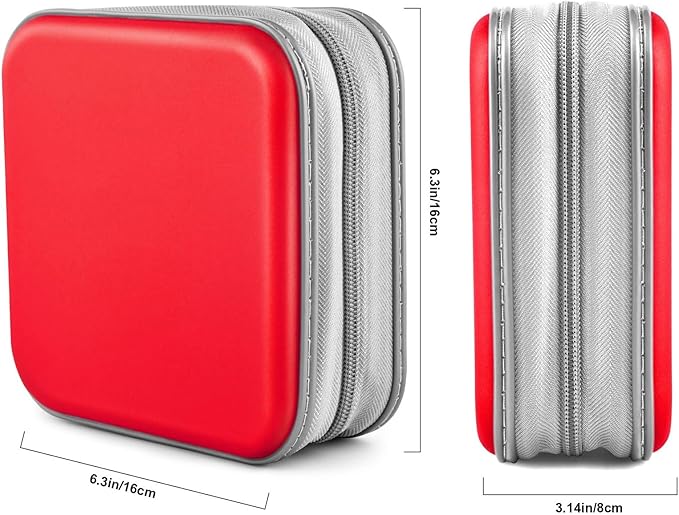 Bivisen DVD Case Wallet Holder Binder - 48 Capacity CD/DVD Cases Storage Holder Binder Organizer Wallet Book for Car, Home, Travel (Red)